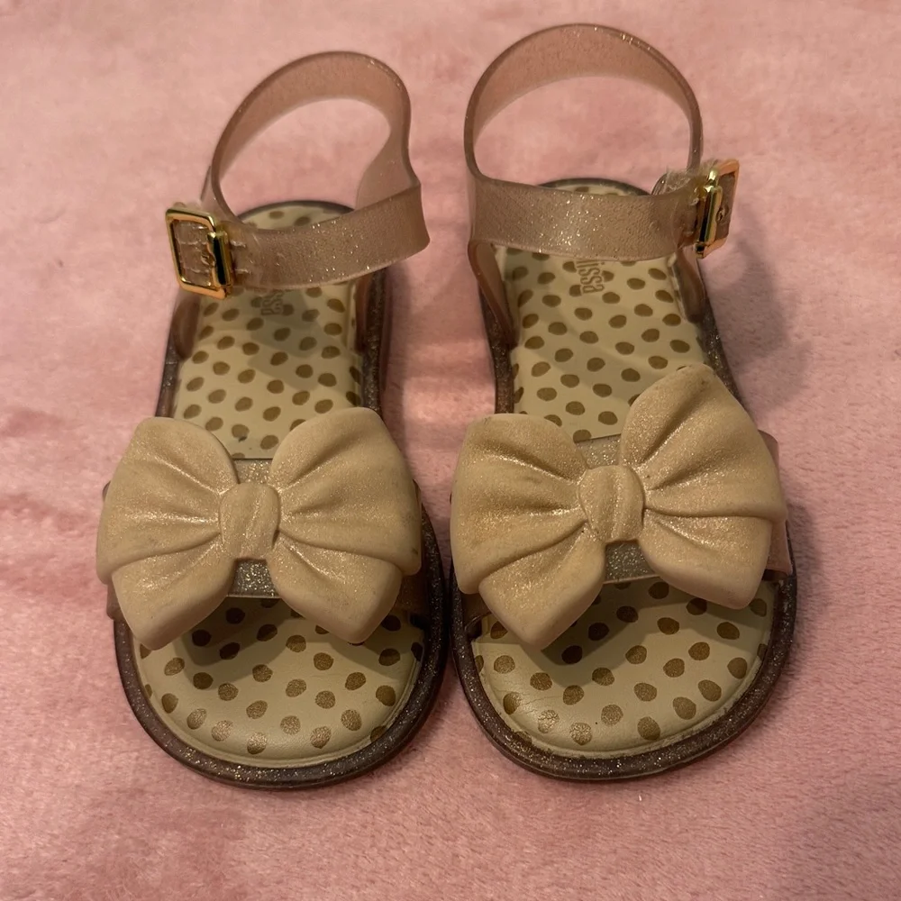 Mini Melissa Tan Sandals with Bow
